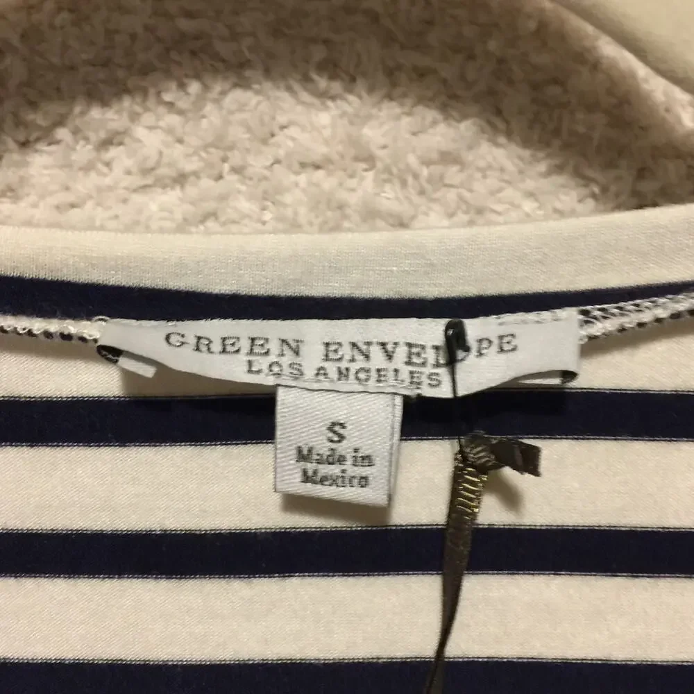 Green Envelope Black White striped Women's tank top size S NWT - Picture 5 of 5